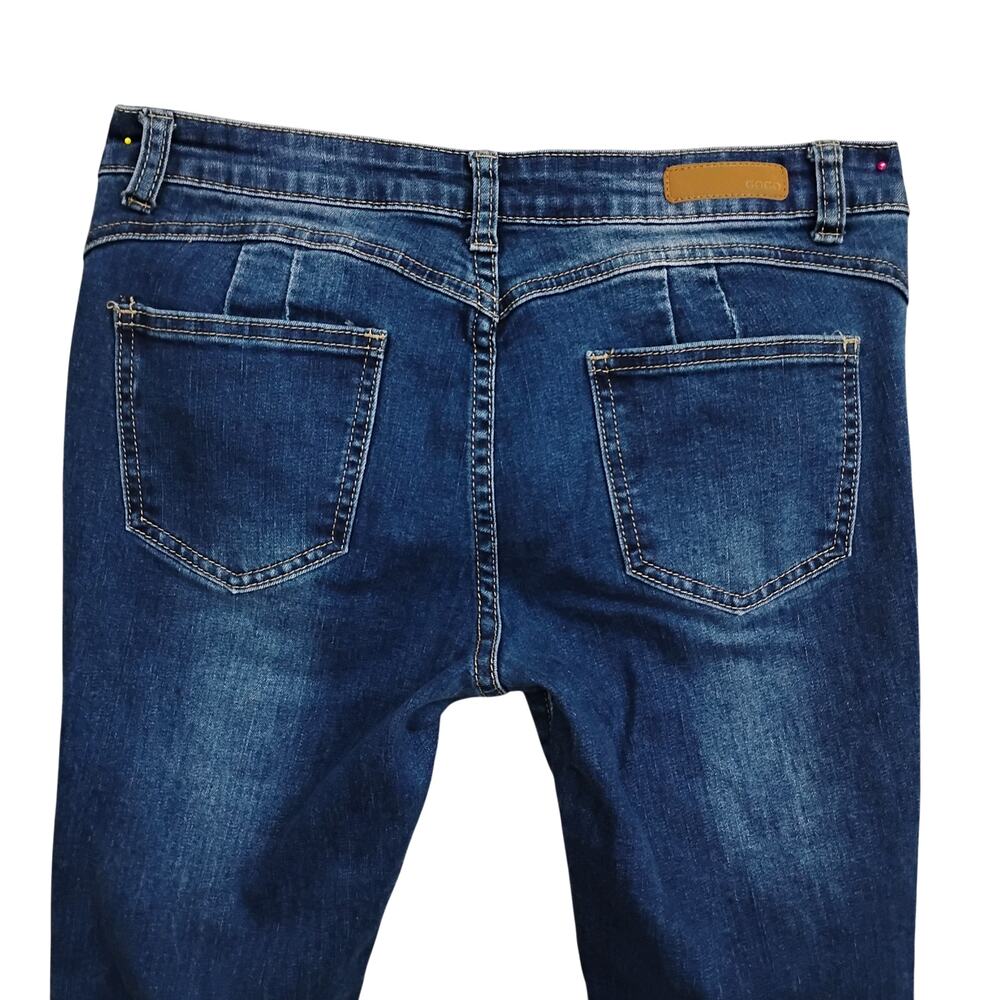 GOGO Jeans Co. Skinny Distressed Jeans Size 7 Junior Dark Blue 5 Pockets - Picture 9 of 12